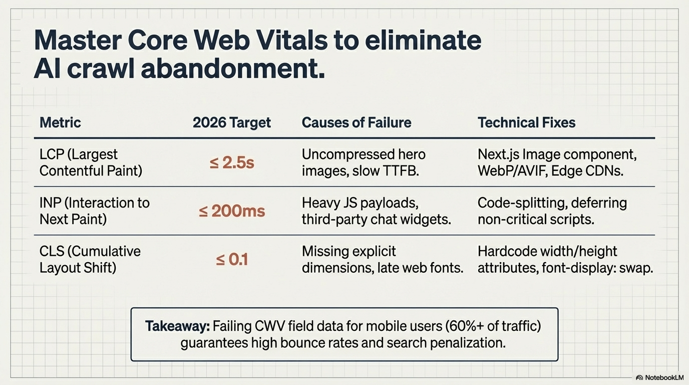 Core Web Vitals metrics table